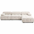 Beżowa Modułowa Sofa Narożna 3-częściowa Sztruksowa