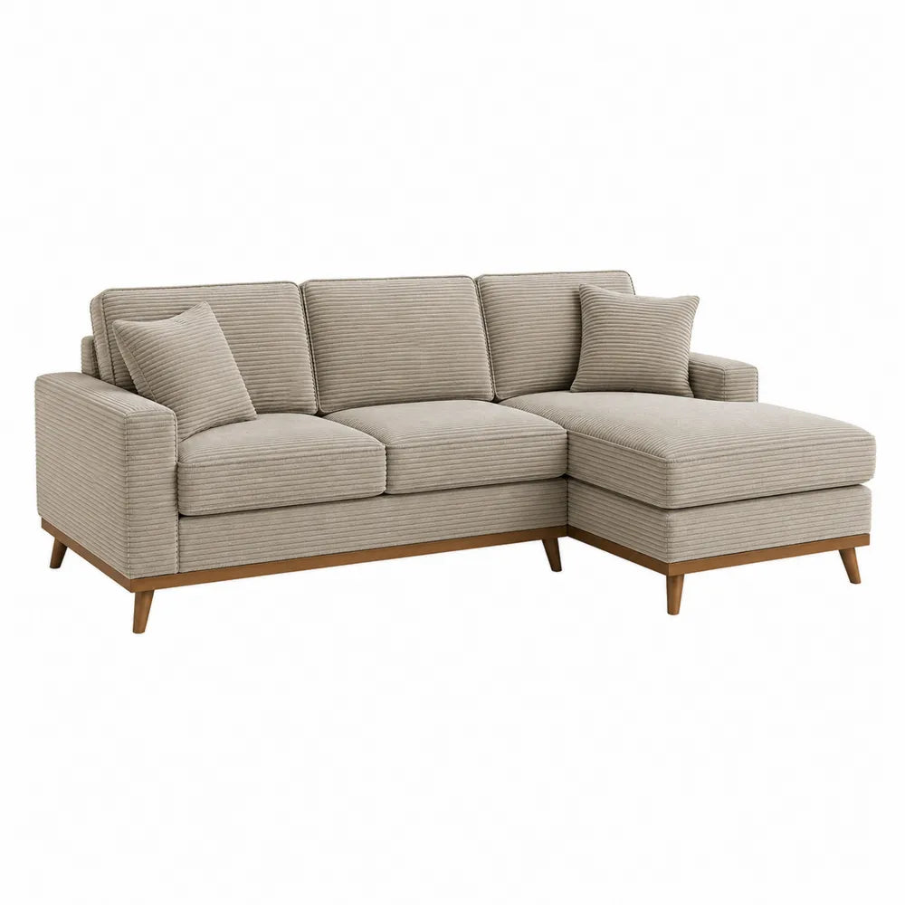 Sofa narożna sztruks beżowy 280 cm