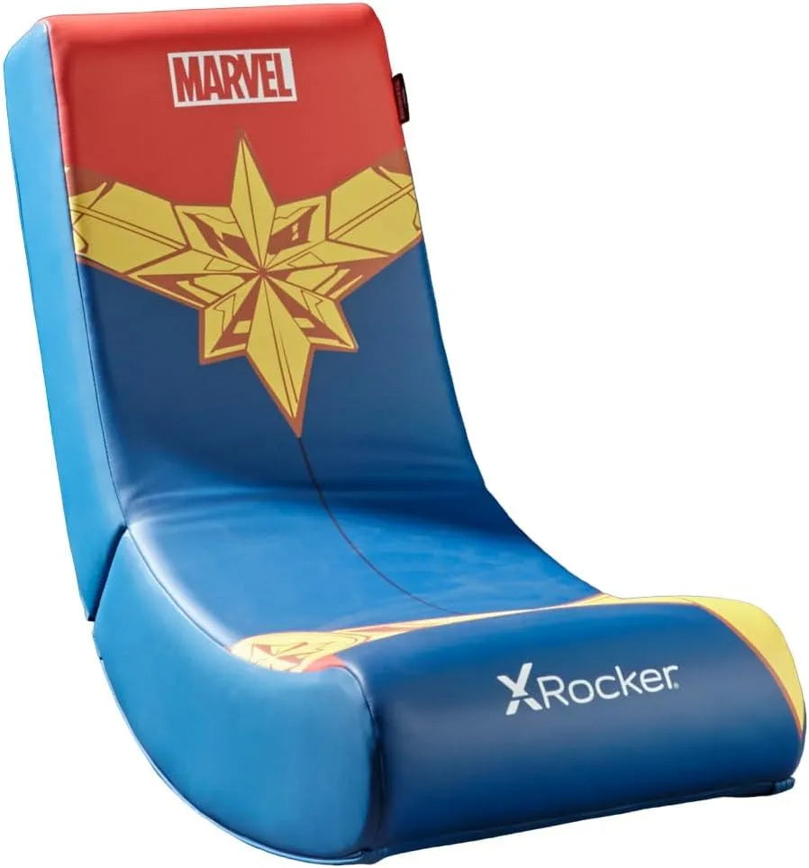 X Rocker Oficjalny Fotel i krzesło tapicerowane do gier Video Rocker Marvel Edition Captain Marvel – 6-12 lat