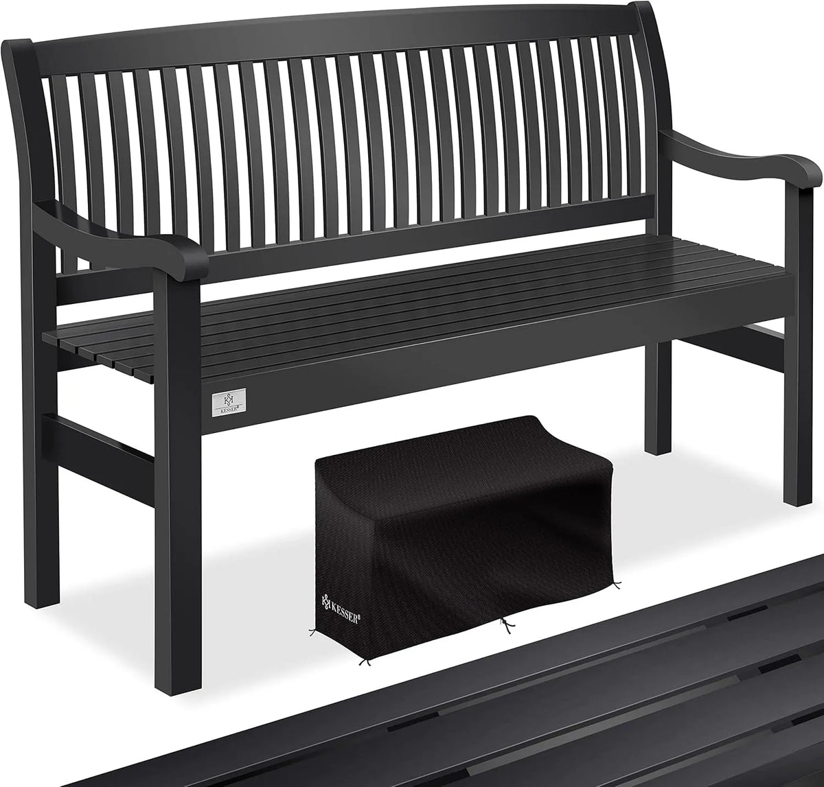 ® Ławka ogrodowa i ławka tarasowa drewniana — z drewna, odporny na warunki atmosferyczne, 4-osobowa, 150 cm, 320 kg, z litego drewna