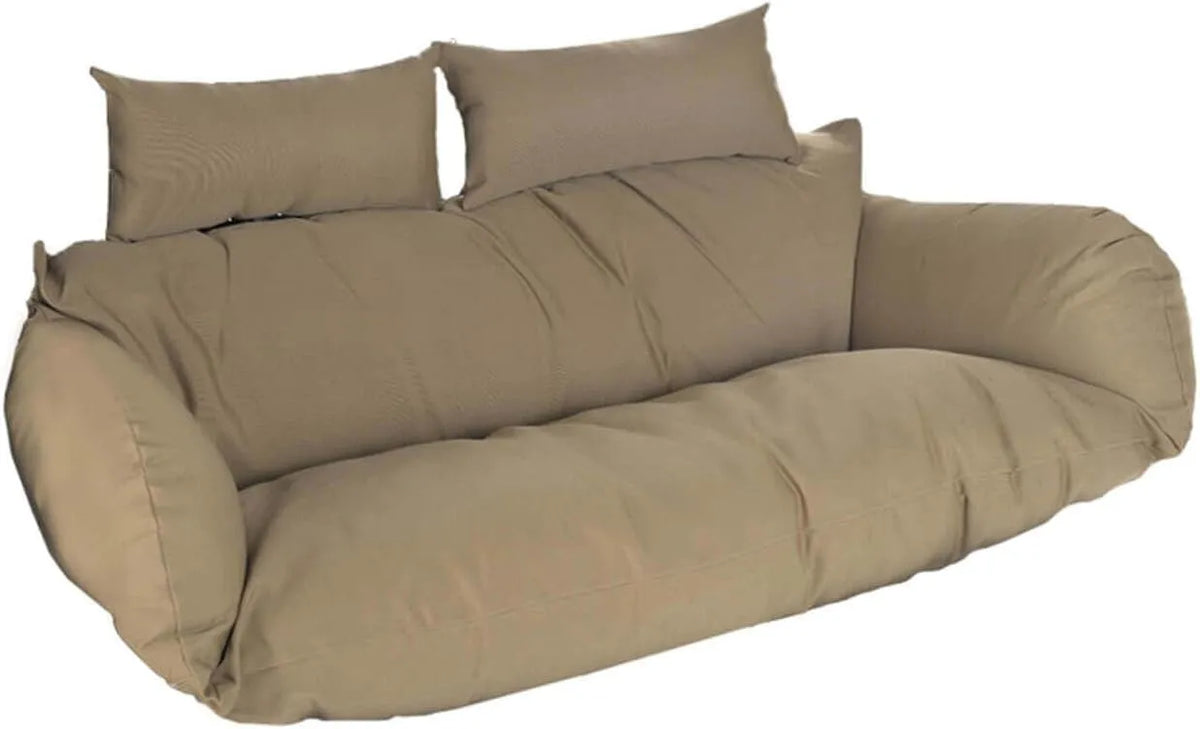 Fotel i krzesło tapicerowane wiszący – TWIN, z poduszkami, z technorattanu, 105 × 41 × 45 cm, brązowy