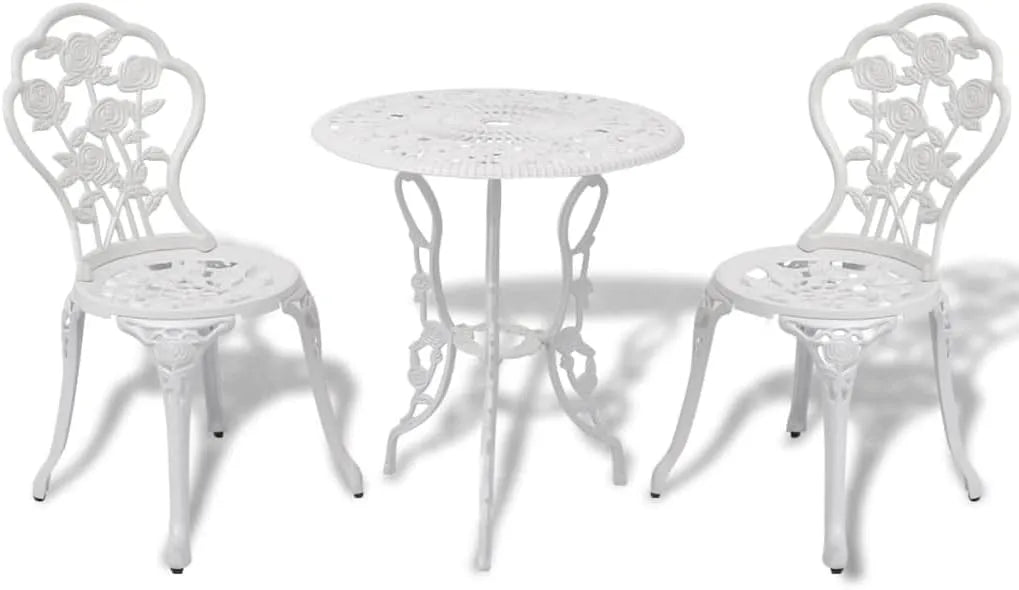 3-cz. zestaw mebli bistro ze stopu aluminium — z aluminium, biały