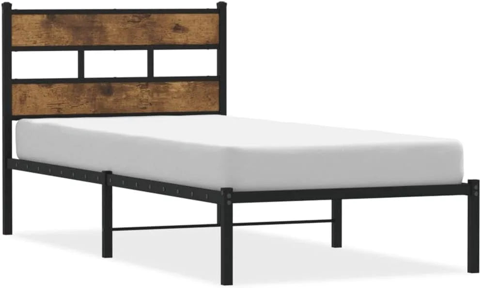 Metalowe łóżko bez materaca: 90 × 190 cm, tapicerka materiałowa
