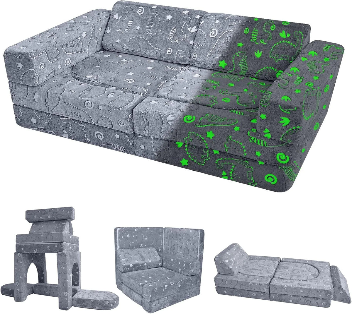 Sofa: szary, rozkładana konstrukcja