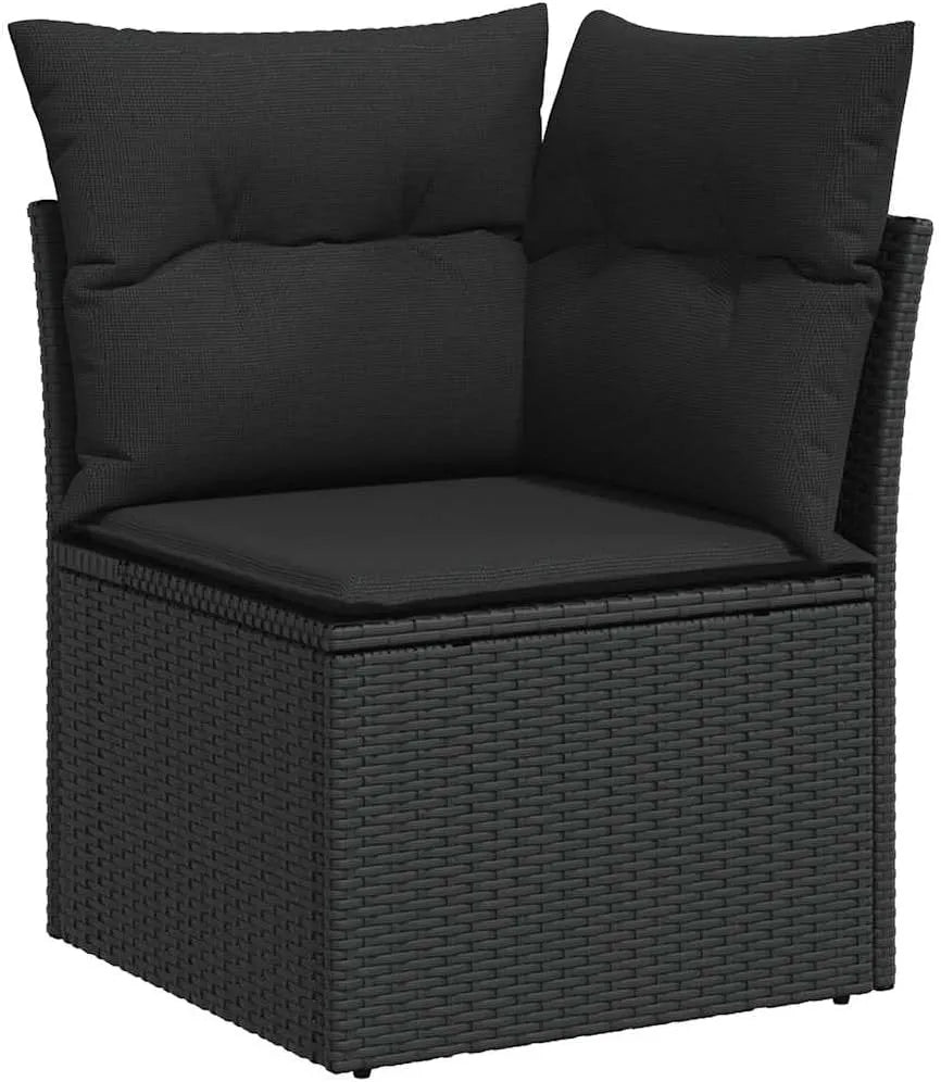 Sofa ogrodowa i sofa wypoczynkowa na taras – z poduszkami, z technorattanu, czarny