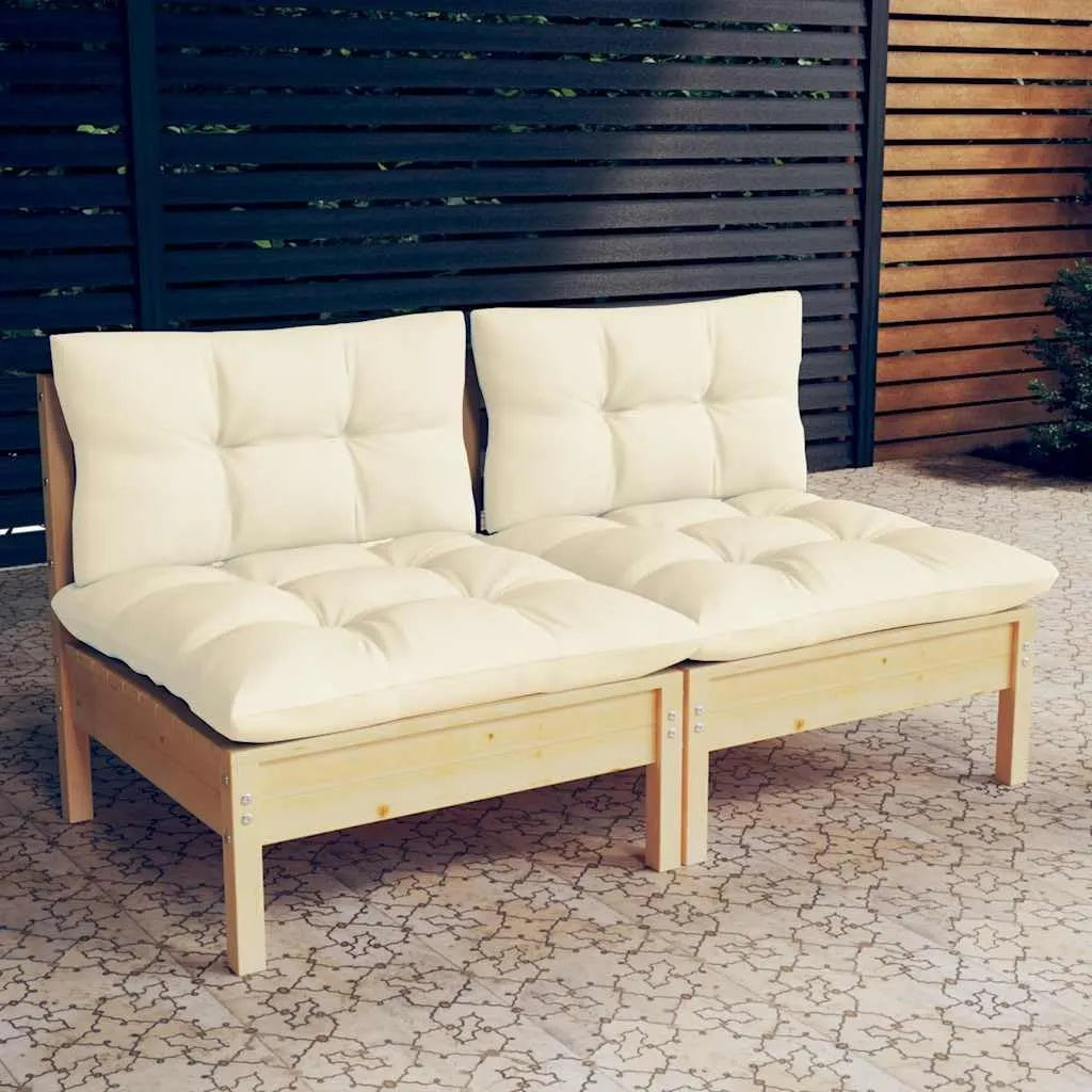 Sofa ogrodowa i sofa wypoczynkowa na taras — modułowa konstrukcja, z drewna, z poduszkami, 2-osobowa, z litego drewna