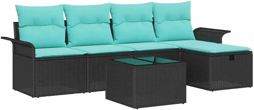 Sofa – modułowa konstrukcja, z technorattanu, lekka konstrukcja, 6 pièces, czarny