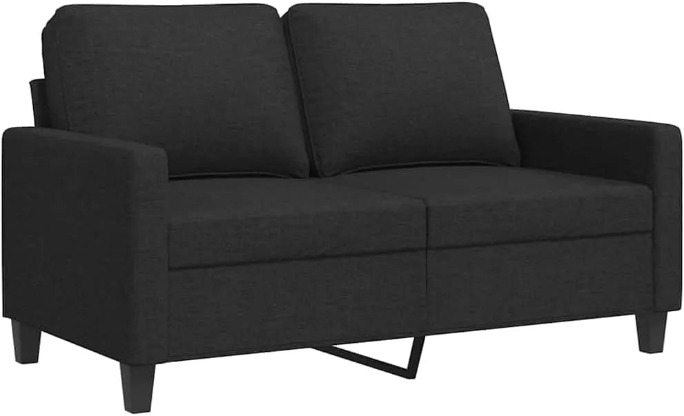 Sofa — tapicerka materiałowa, 2-osobowa, 120 cm, czarny, tapicerka materiałowa
