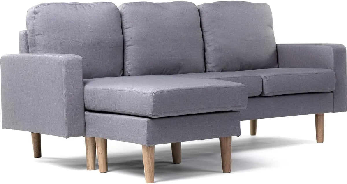 Sofa narożna – Jasnoszara, tapicerka aksamitna