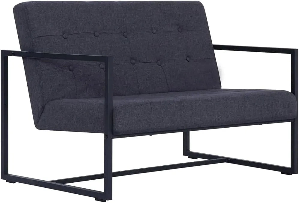 Sofa: tapicerka materiałowa, ze stali, z podłokietnikami, 2-osobowa, tapicerka materiałowa