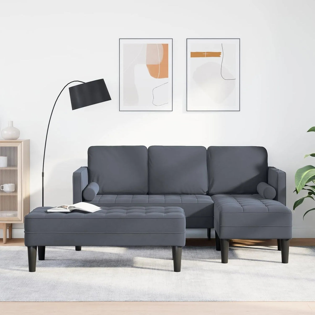 Sofa – z drewna, tapicerka aksamitna, 3-osobowa
