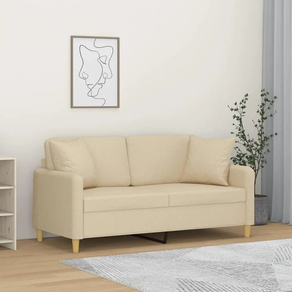 Sofa: z poduszkami, 2-osobowa, 140 cm, z metalu, tapicerka materiałowa