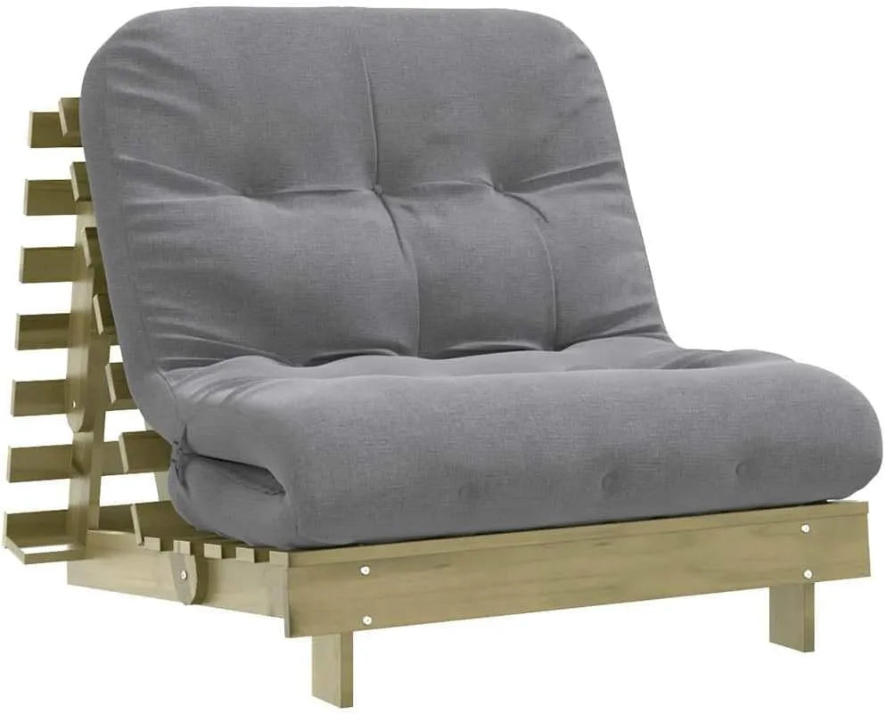 Sofa — z drewna, z funkcją spania, składana konstrukcja, 90 × 206 × 11 cm
