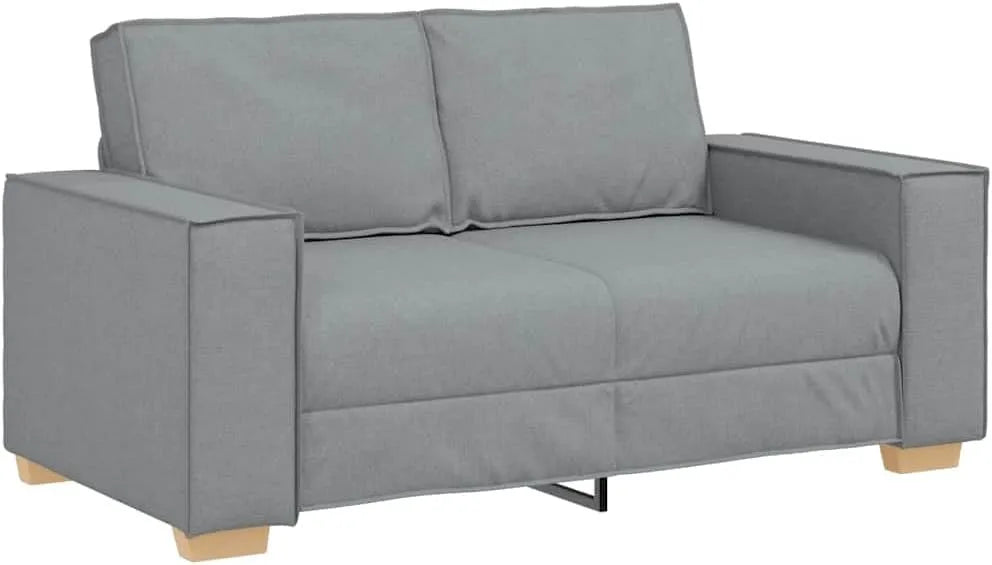 Sofa: z drewna, z podłokietnikami, szary, z metalu, tapicerka materiałowa