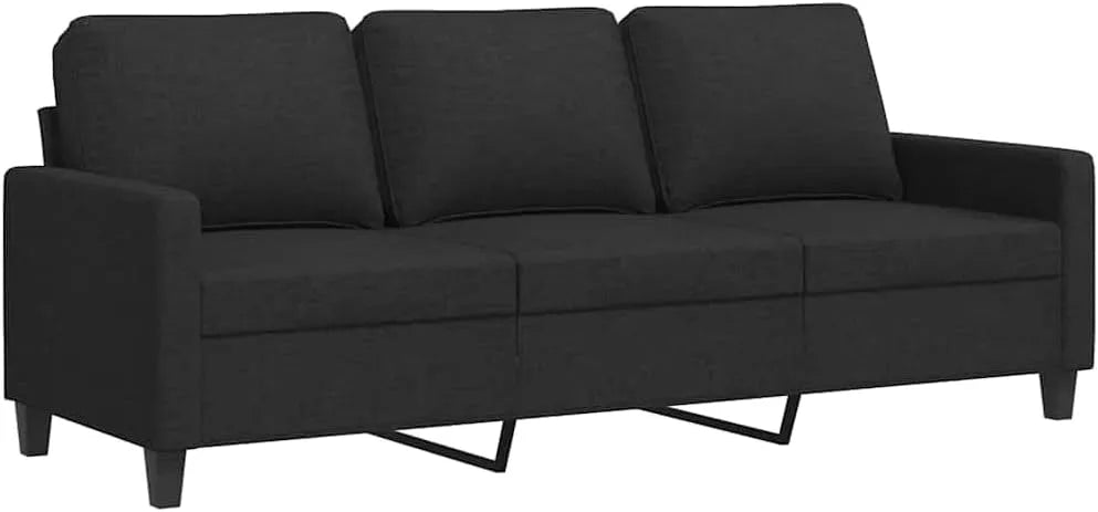 Sofa: tapicerka materiałowa, 3-osobowa, 180 cm, czarny, tapicerka materiałowa