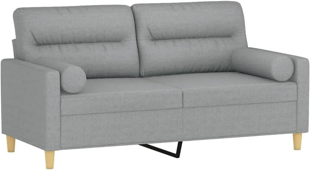 Sofa: tapicerka materiałowa, z poduszkami, 2-osobowa, 140 cm, tapicerka materiałowa