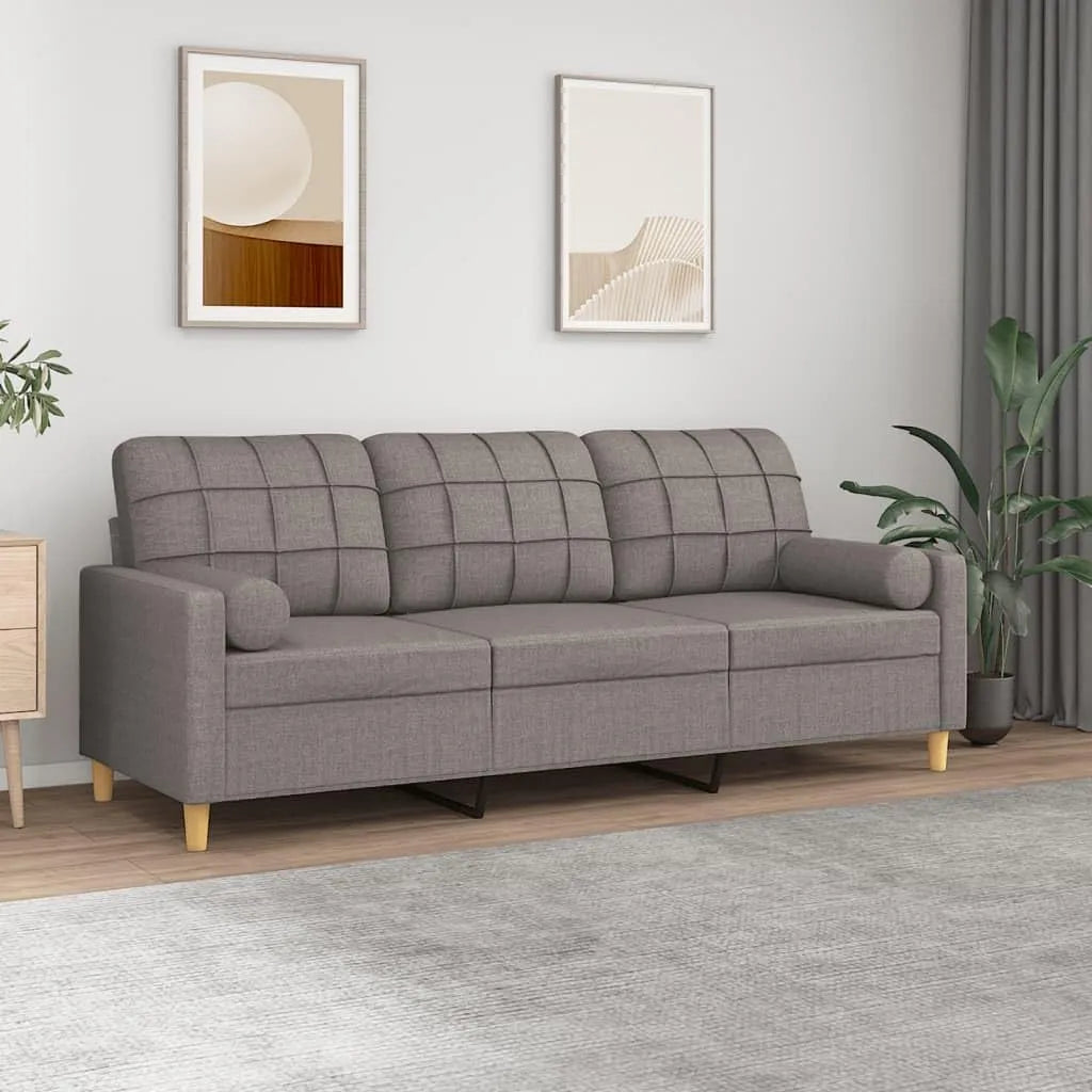 Sofa — z poduszkami, 3-osobowa, 180 cm, beżowy, z metalu