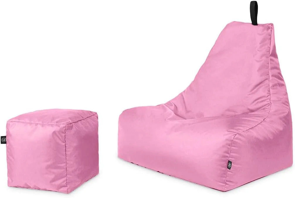 Patchhome Fotel i krzesło tapicerowane + kostka XL dla graczy: różowy