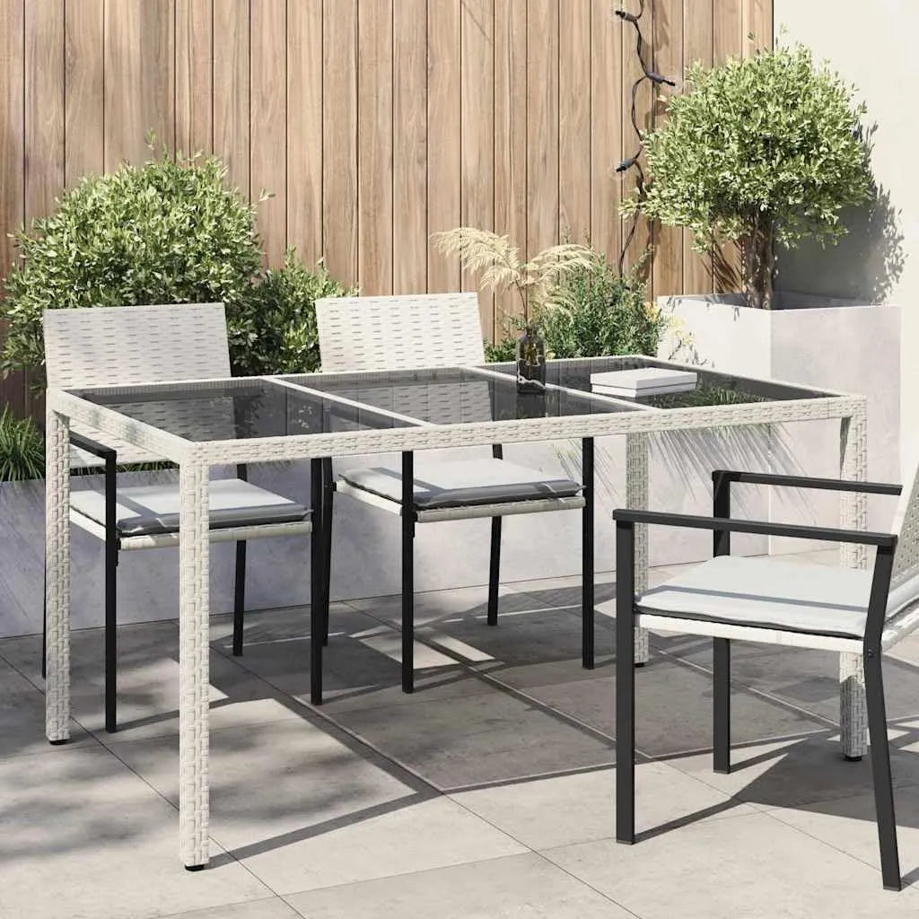 Nowoczesny Stół ogrodowy i stół tarasowy z polirattanu biały 150 x 90 x: z technorattanu, 150 × 90 × 75 cm, z metalu