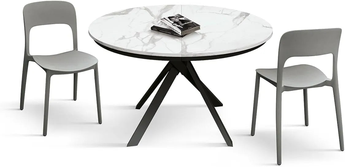 DESIGN Adelaide Okrągły Stół Wysuwany — 170 cm, czarny