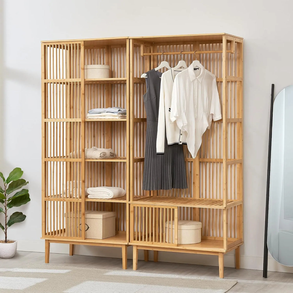 en.casa Zestaw garderobiany Vemb + Trundholm – 185 × 160 × 45 cm, 5 p