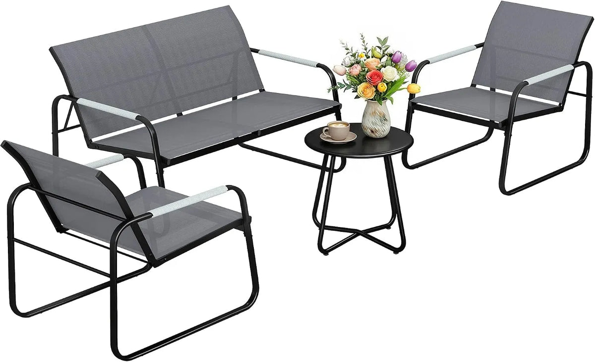 Outsunny Sofa ogrodowa i sofa wypoczynkowa na taras — regulowana konstrukcja, 2-osobow, szary