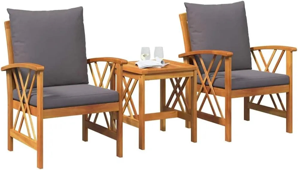 Zestaw Sof na Ogród 3 pcs Olej Naturalny Lite Drewno — z drewna, 3 pièces