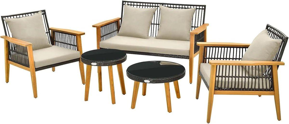 Sofa – z poduszkami, 2-osobowa, z technorattanu