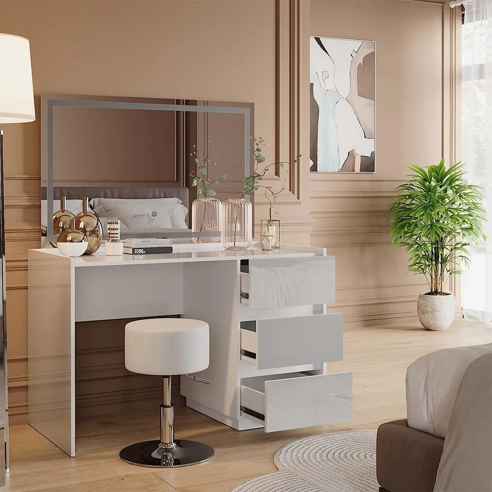 Vicco Toaletka i stolik do makijażu 'Marla' — wyświetlacz LED, 120 cm, biały