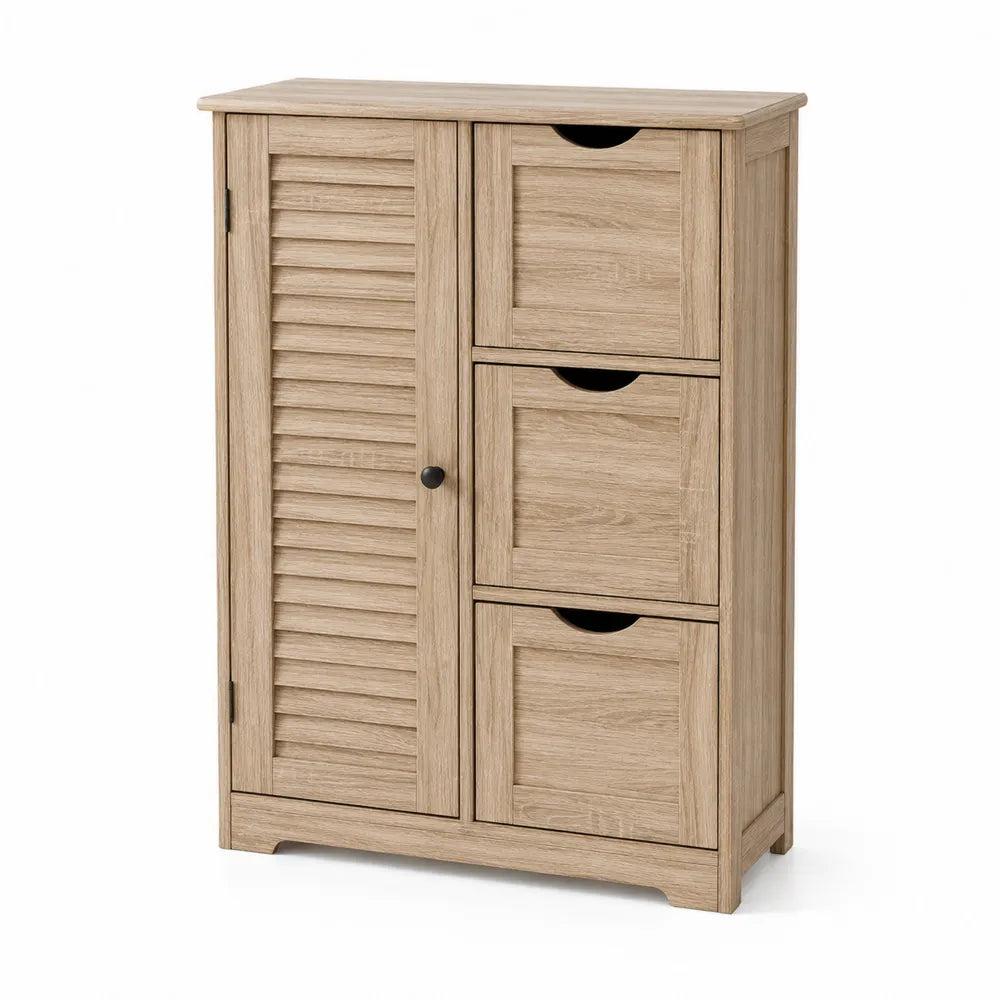 Drewniana szafka z drzwiami i trzema szufladami z MDF 105x70x35 cm