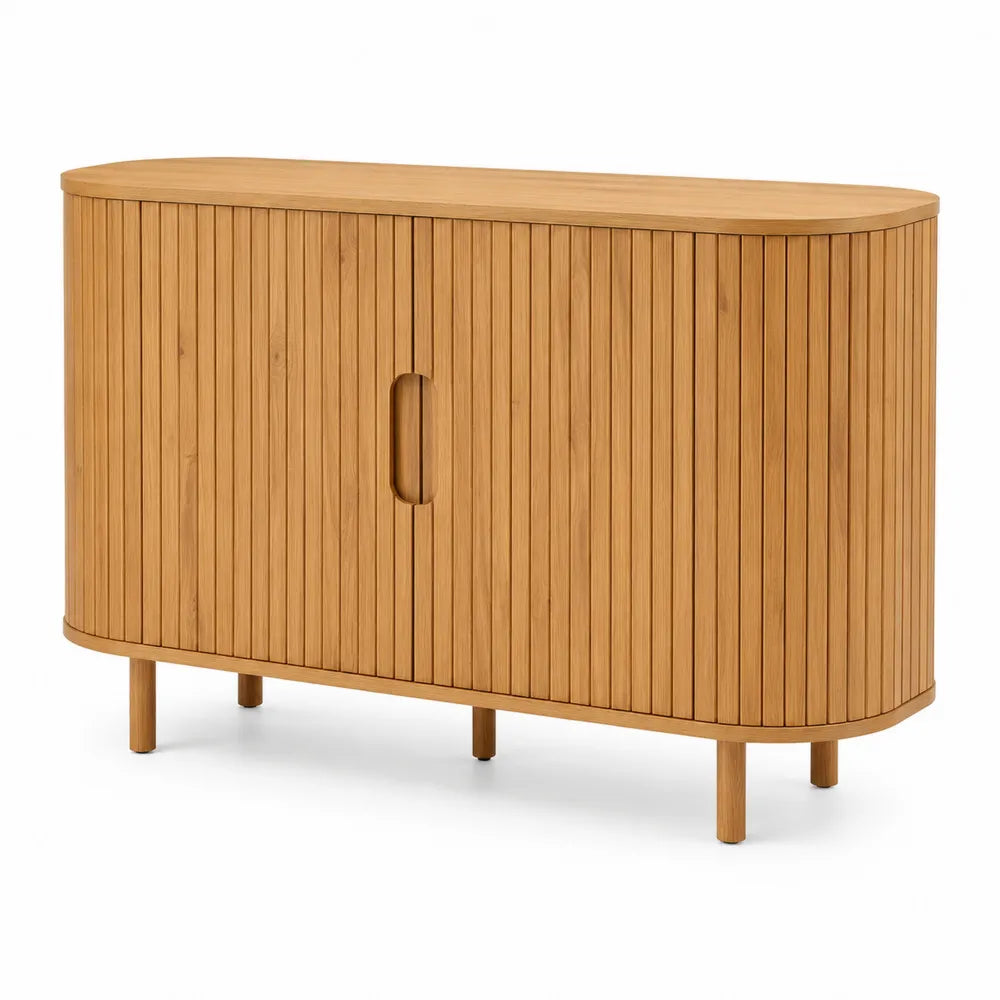 Owalny kredens z drewna bambusowego 120x40x80 cm