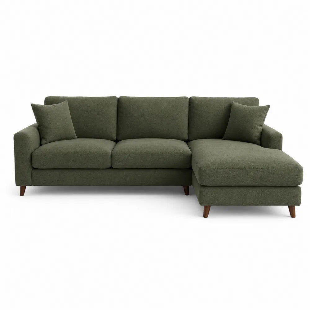Sofa narożna zielona poliester 230x150x85 cm