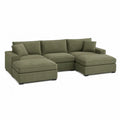 Sofa narożna modułowa w kształcie L, zielony oliwkowy, 350 cm