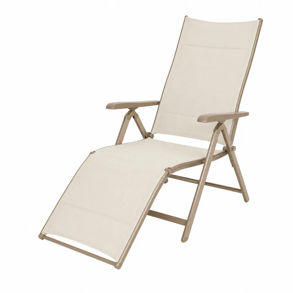 Leżak ogrodowy tekstylny beżowy 182x56x94 cm